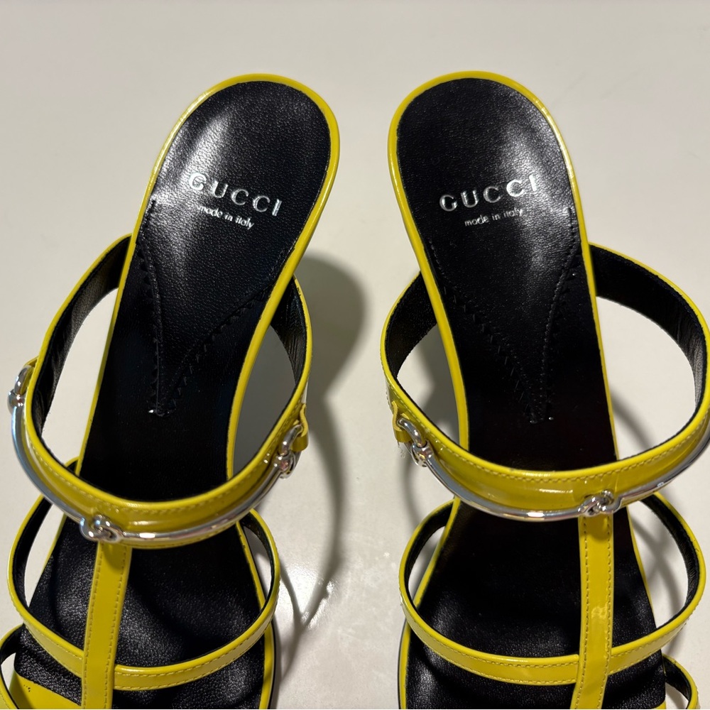 Gucci Yellow Women's Slim Horsebit Slide Sandals | Size: 39 Brand New $920 - Picture 12 of 15